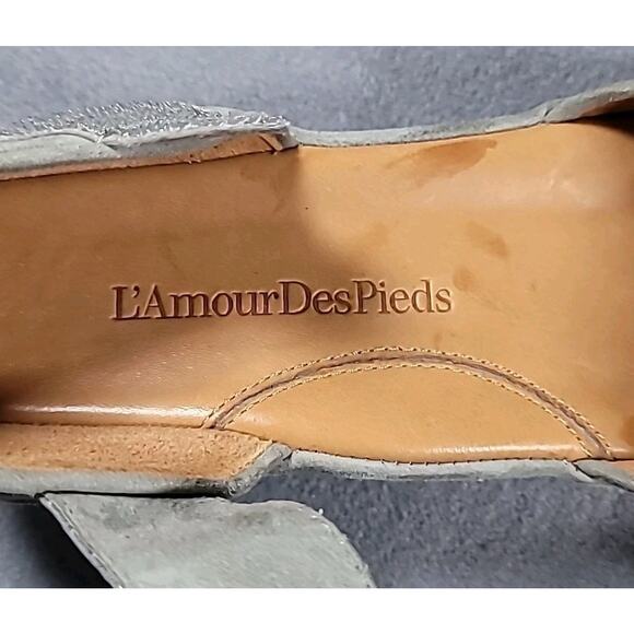 L’Amour Des Pieds Amadour Gray Suede Comfort Sandals W9 –Elegant Mary Jane Flats - Picture 9 of 10
